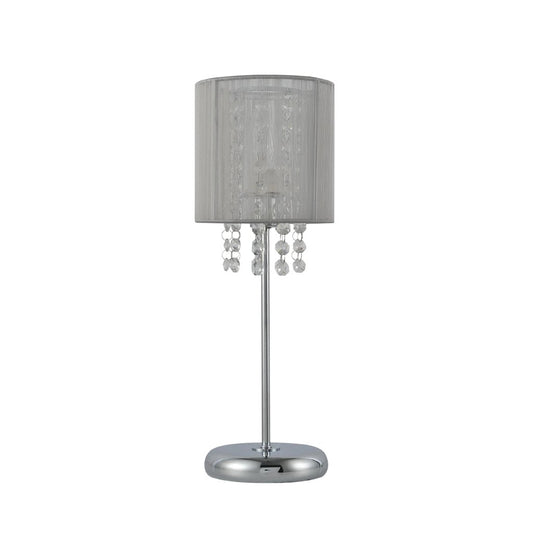 Emilia Table Lamp with Acrylic Drops - Grey Shade - Johnny Boy