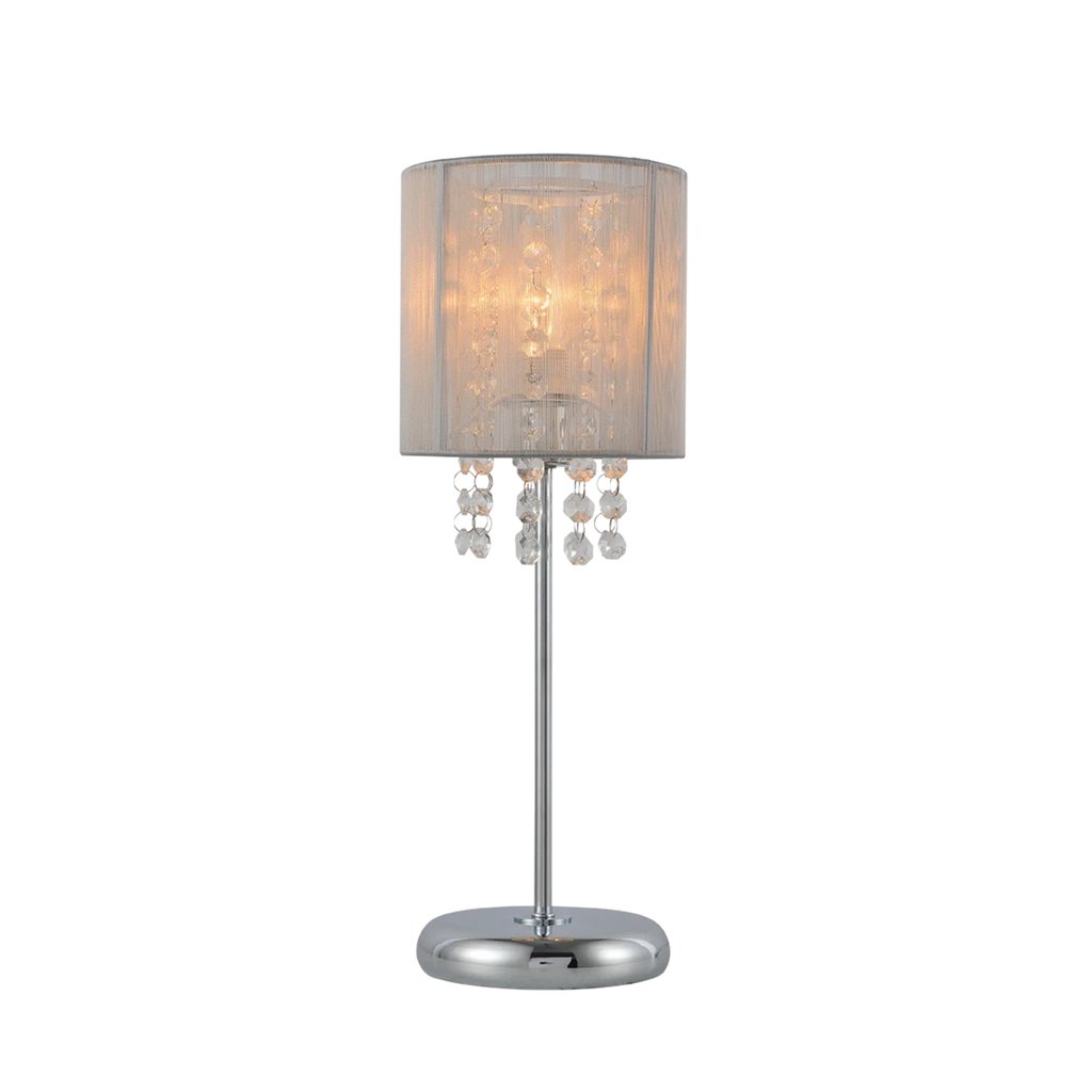 Emilia Table Lamp with Acrylic Drops - Grey Shade - Johnny Boy