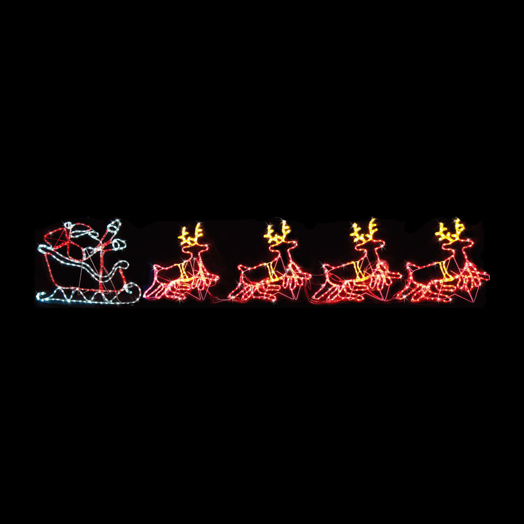 5.3m Four Moving Reindeer with Sleigh - Johnny Boy