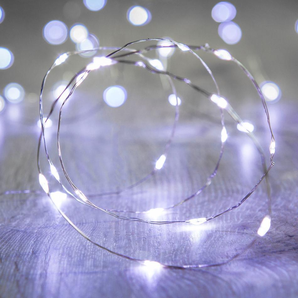 40 Micro White LED String Lights with Timer - Battery Operated - Johnny Boy