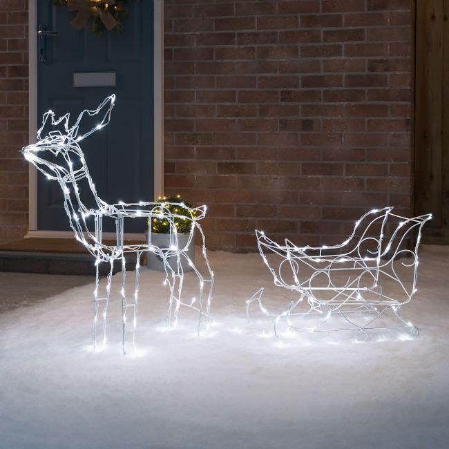 Solar Dual colour LED Reindeer and Sleigh - Johnny Boy