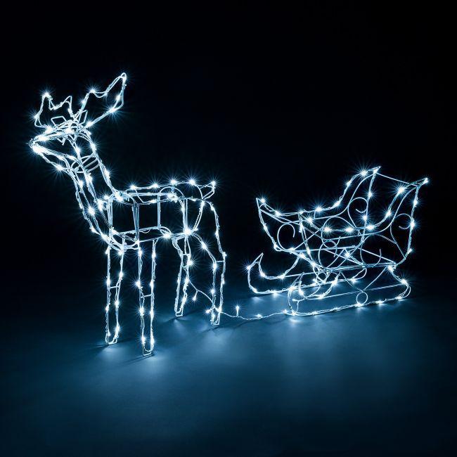 Solar Dual colour LED Reindeer and Sleigh - Johnny Boy