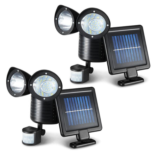 Set of 2 x 22 LED Solar Powered Dual Light Security Motion Sensor Flood Lamp Outdoor - Johnny Boy