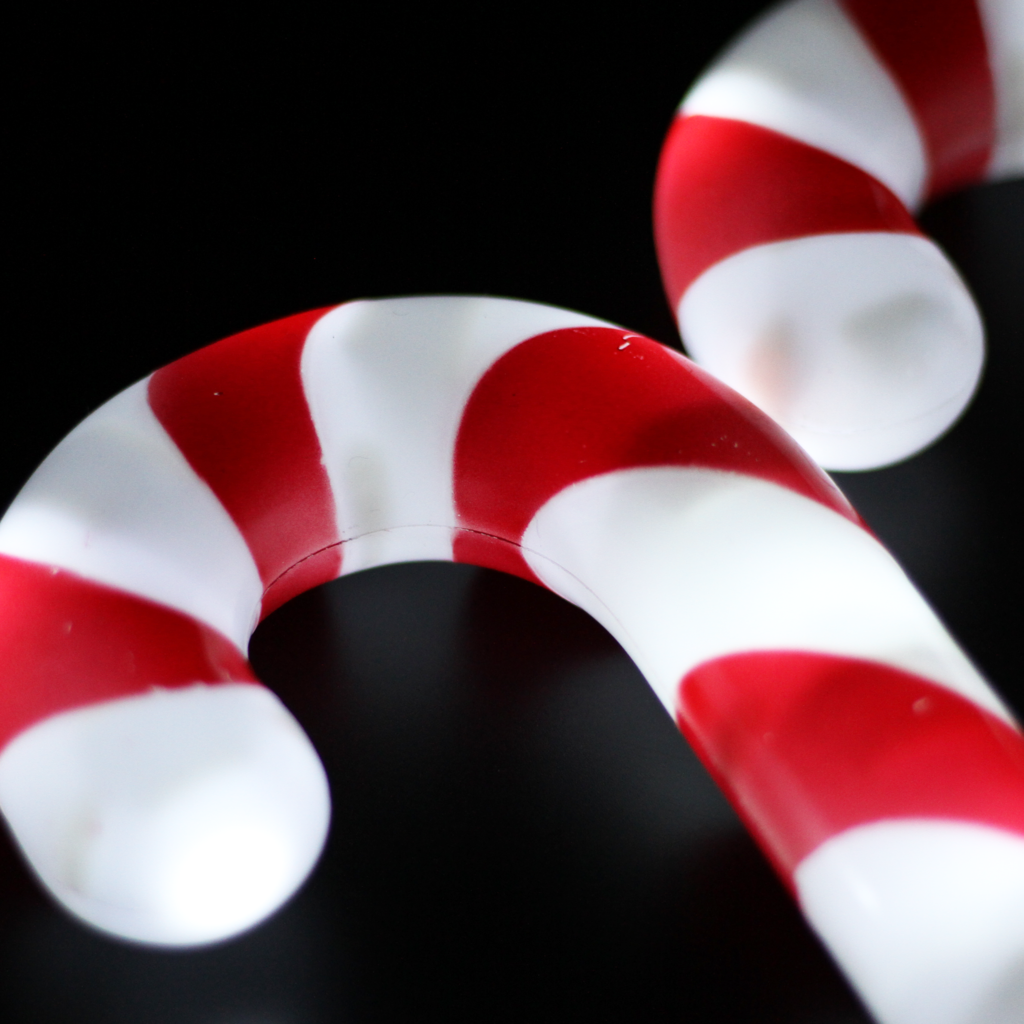 Set of 6 LED Candy Cane Stakes Dual Power- Solar/Plugin - Johnny Boy