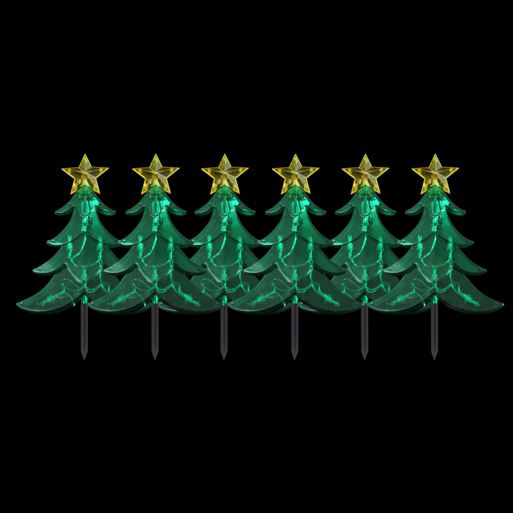 Set of 6 LED Tree Stakes Dual Power- Solar/Plugin - Johnny Boy