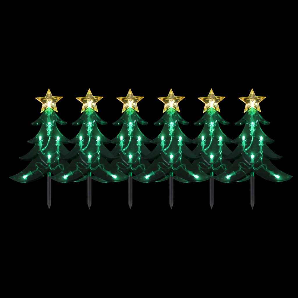 Set of 6 LED Tree Stakes Dual Power- Solar/Plugin - Johnny Boy